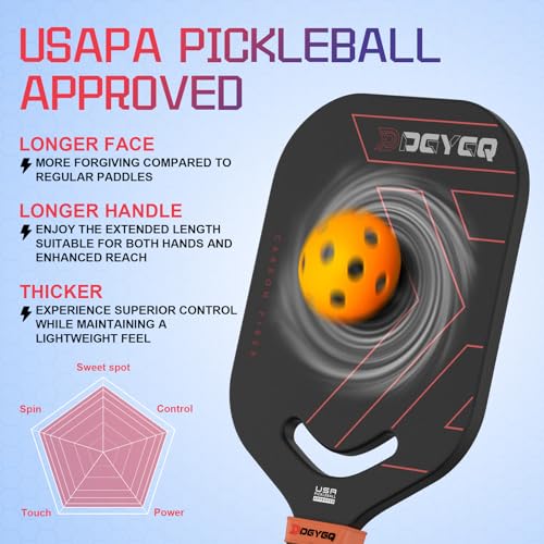 Vomeepeak Thermoformed MAX Carbon Fiber Pickleball Paddle - Red, Professional Grade