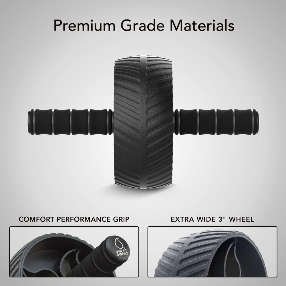Sports Research Ab Wheel Roller - Sturdy 3" Wheel with Knee Pad for Core Workouts at Home or Gym