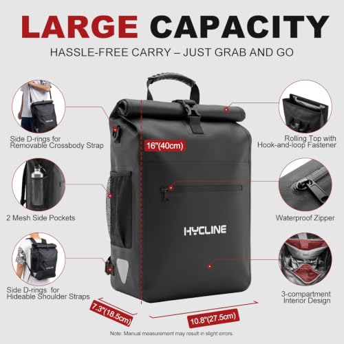 Hycline Waterproof Bike Panniers 28L 5-in-1 Rear Rack Bag Set (2PCS)