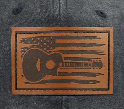 Black American Flag Guitar Hat for Men Women, Adjustable Leather Patch Cap