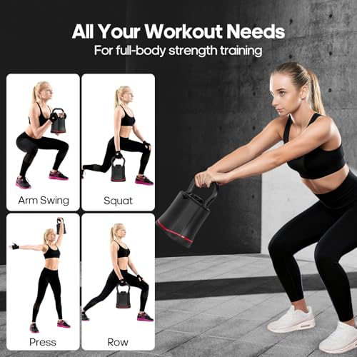 HXD-ERGO Black 6.5-40 lbs Adjustable Kettlebell 6-in-1 Space-Saving Workout Equipment