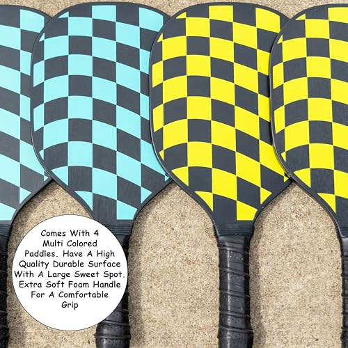 Blue Portable Pickleball Net Set with 4 Paddles, 4 Balls & Backpack - 22 FT Regulation