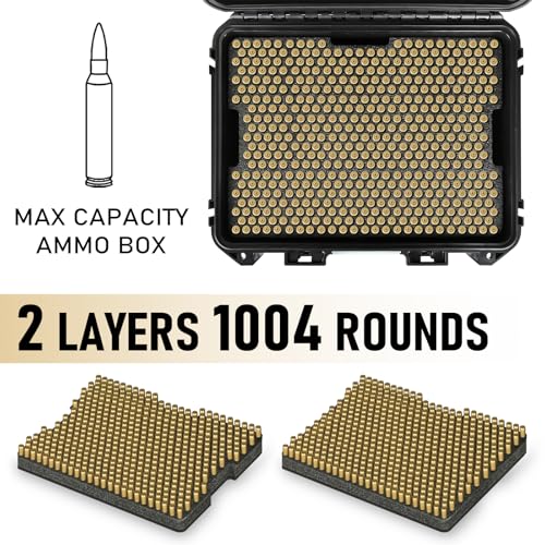 HOSOCASE 2-Layer Waterproof Ammo Storage Box 1004 Rounds for 5.56/.223
