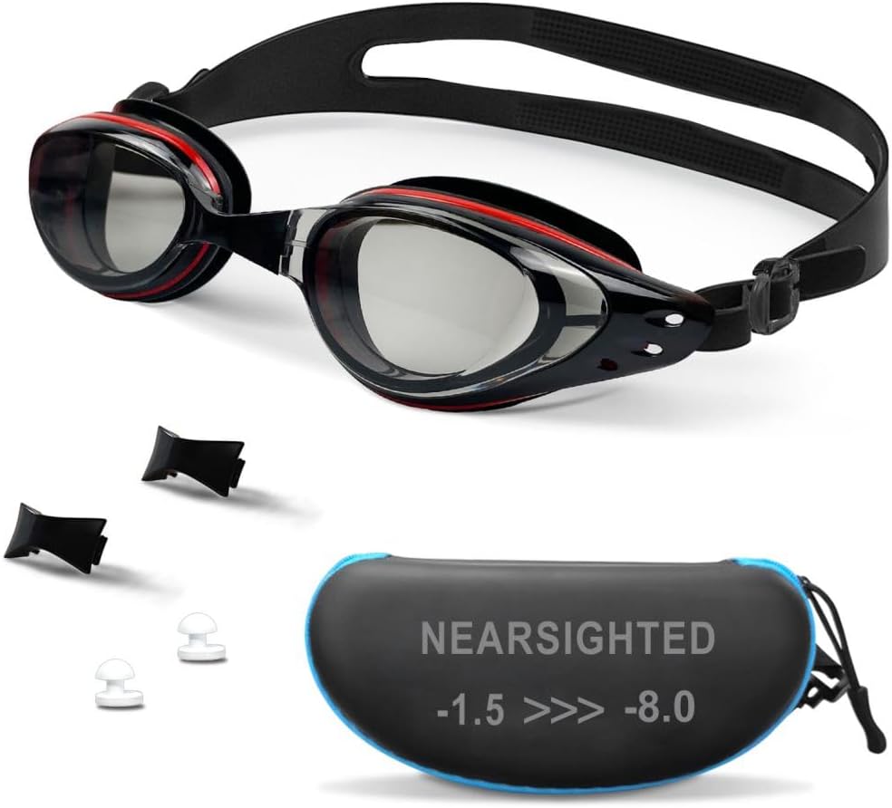 Skiennix Nearsighted Swim Goggles - Comfortable Fit for Shortsighted Swimmers | Anti-Fog, UV Protection