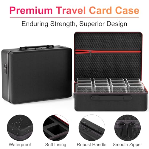 Black 12 Slot Card Deck Box Set with Portable Case for MTG YuGiOh TCG - 12 Dividers