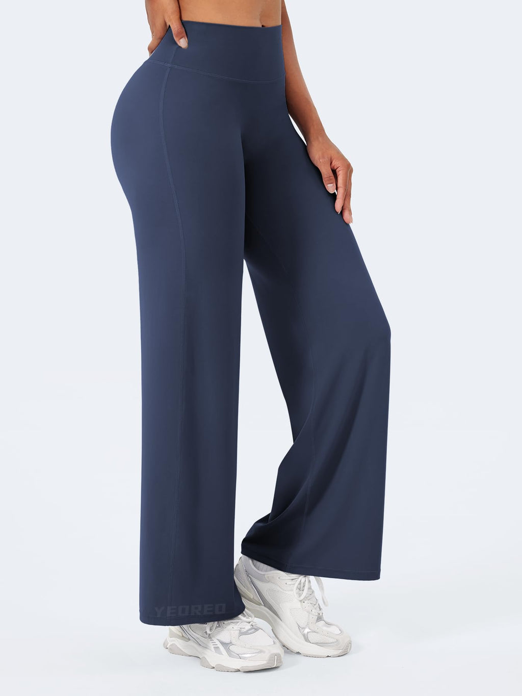 YEOREO Workout Leggings Womens No Front Seam Straight Leggings 29" High Waist Buttery Eddiy Gym Yoga Pants Navy Blue XL