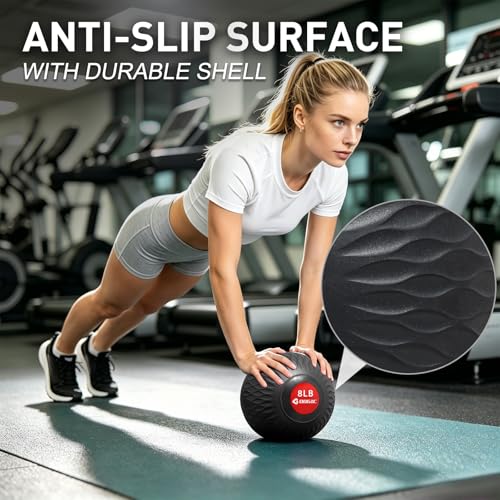 Weighted Slam Ball for Exercise & Workout - Black, 8 LB