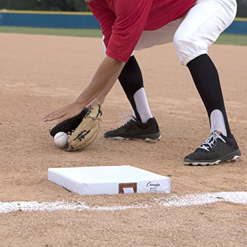 Baseball Base Set with Foam-Filled Quilted Nylon Cover - 14 x 14 x 2 inches, Includes 3 Bases & Steel Ground Spikes - Variation of THIS listing
