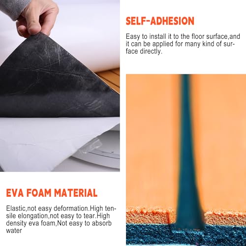 Self-Adhesive EVA Foam Marine Boat Flooring - Faux Teak Decking Brown 94.5x47.2"