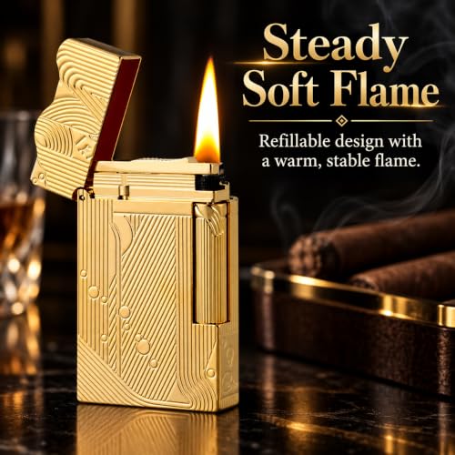 Laicengo Vintage Sanji Copper Butane Refillable Gas Lighter for Men & Dad