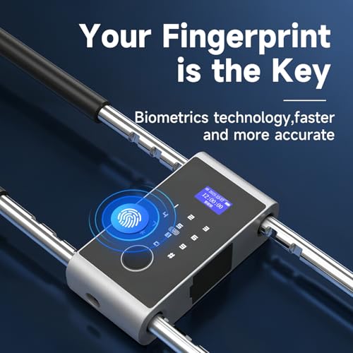 Heavy Duty Smart Padlock with Long Adjustable Shackle, App & Biometric Control