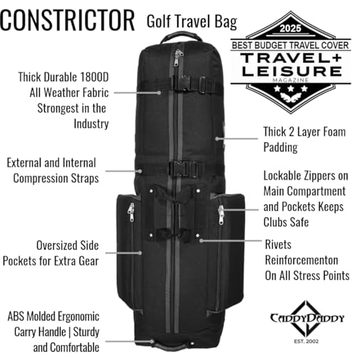 Golf Travel Bag Cover with Thick Foam Padding - Black/Grey