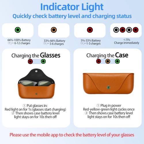 Meta Glasses Charging Case Orange Compatible with Gen 1/2/3 & Oakley Models