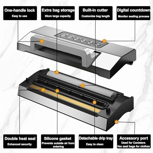 LIWUNON Stainless Steel Vacuum Sealer for Food - Automatic & Heavy Duty
