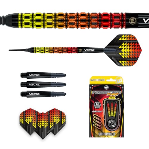 Winmau Firestorm 20 Soft Tip Darts - 90% Tungsten, Slim Precision, Includes Flights & Shafts