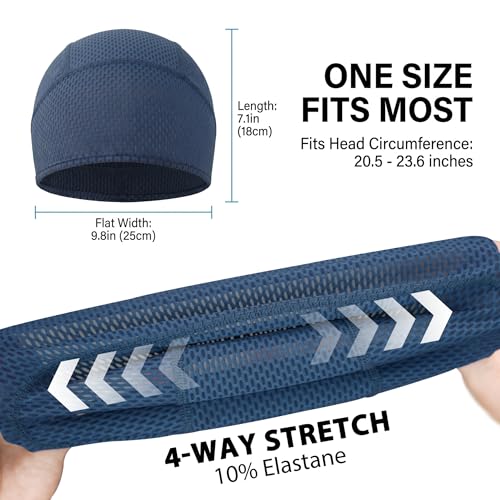 Cooling Skull Caps for Men Women 3-Pack - Quick Dry Helmet Liners Black Grey Blue