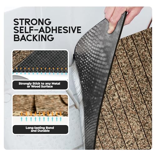 Focean Camo Marine EVA Foam Boat Flooring 94x23 Inch, Non-Slip Decking for Boat & RV, Stripe-Camo Brown