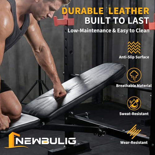 NEWBULIG Adjustable Weight Bench Set - Foldable Heavy Duty 650LBS Black