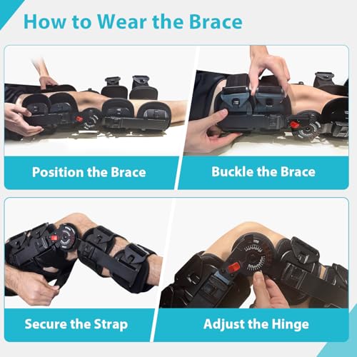 KD ROM Hinged Knee Brace for ACL, MCL, PCL & Post-Op Support, Adjustable Stability