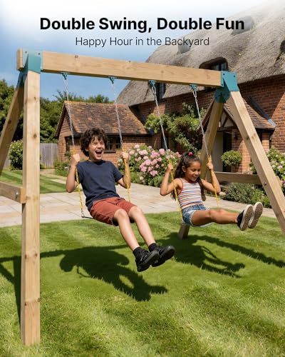 Heavy-Duty Swing Set Brackets with 2 Seats & Hardware for Backyard Playground