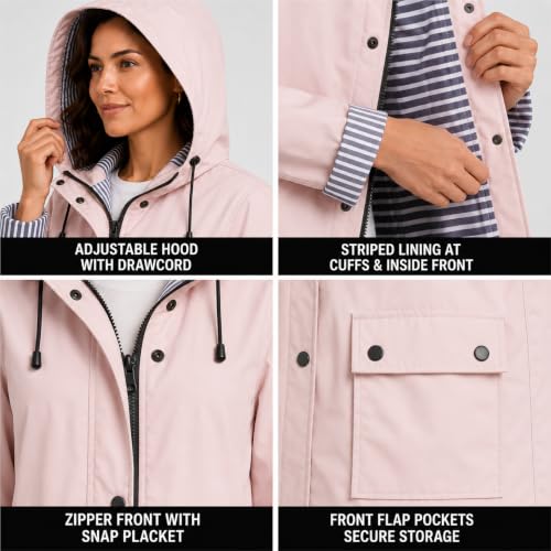 Women's Pink Insulated Rain Jacket - Large Waterproof Vinyl Raincoat