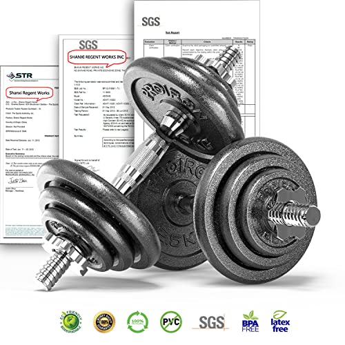 Black PROIRON Adjustable Dumbbell Set 20kg/30kg Cast Iron Weights Home Gym