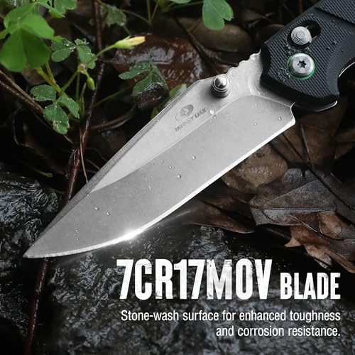 Mossy Oak Folding Pocket Knife Black 4-inch Stainless Steel Blade, EDC Outdoor
