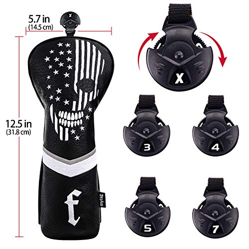 Skeleton Golf Head Covers Set - Black Synthetic Leather, Fairway Cover