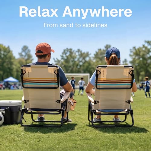 GoSports Outdoors WOVN Drifter Premium Reclining Beach Chair - Foldable, Adjustable, Backpack Strap