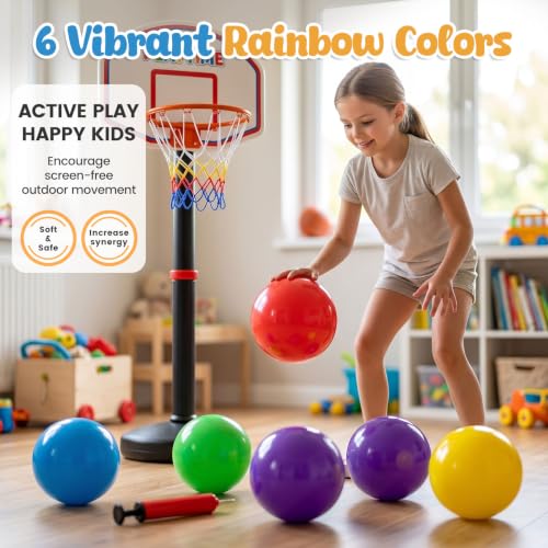 Inflatable Playground Balls Set - 8.5 Inch Sensory Bouncing Balls with Hand Pump - Medium