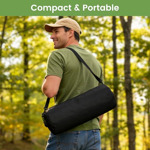 Black 360° Rotation Camping Chair with Cup Holder & High Back Support