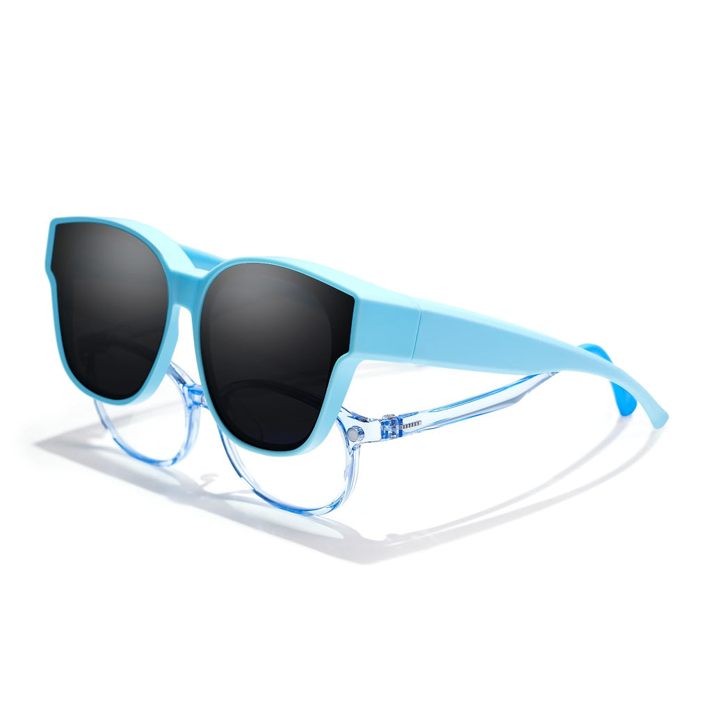 EYEBUDDY Fit Over Glasses Sunglasses for Kids Shades Polarized Sunglasses Oversized Square Sun Glasses Boys & Girls UV Protection