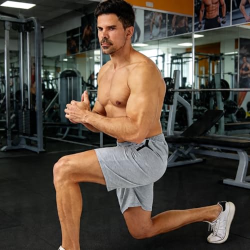 Men's 7-Inch Casual Sweat Shorts with Zipper Pockets - 2 Pack Athletic Lounge & Gym Shorts