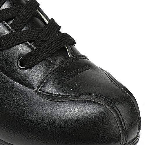 Black High Top PU Leather Double-Row Roller Skates for Men Women US 8.5