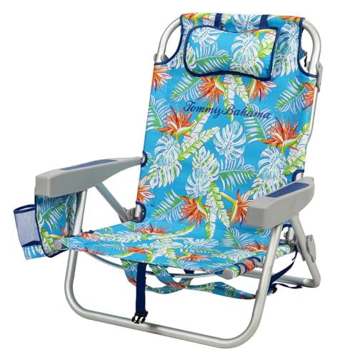 Tommy Bahama 2-Pack Backpack Beach Chairs - 5-Position Reclining, Cooler & Towel Bar