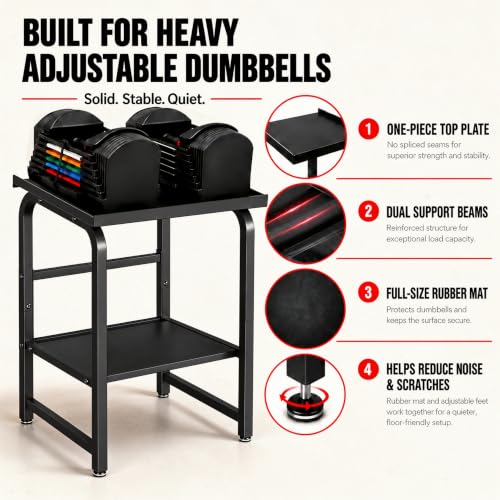 Heavy Duty Adjustable Dumbbell & Kettlebell Storage Rack - Home Gym Organizer