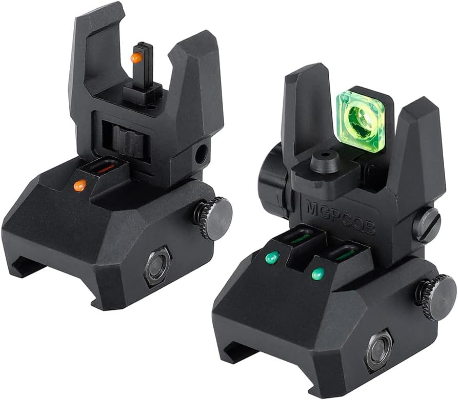 Ohhunt Fiber Optic Sights - Foldable Flip-Up Backup Sights for A15 | Durable Polymer Design