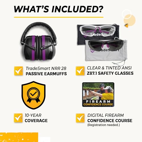 TradeSmart Shooting Ear & Eye Protection Kit - Clear + Tint Purple Variation