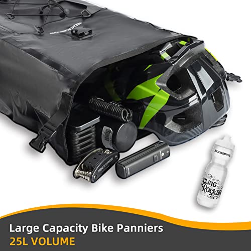 Black ROCKBROS Waterproof Bike Panniers 30L Capacity 2 Pack for Cycling & Touring