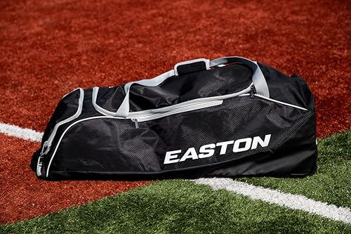 Baseball & Softball Equipment Bag with Wheels - Black & White, 38-Inch Capacity