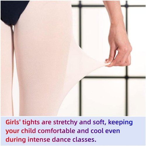 DIPUG Girls' Convertible Ballet Tights - Soft Transition Dance Tights for Toddlers & Kids