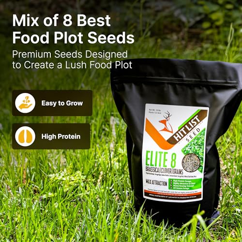Hit List Seed Elite 8 Fall Deer Food Plot Seeds 1/2 Acre Mix - Turnip, Radish, Brassica, Clover, Wheat, Rye, Oats, Peas