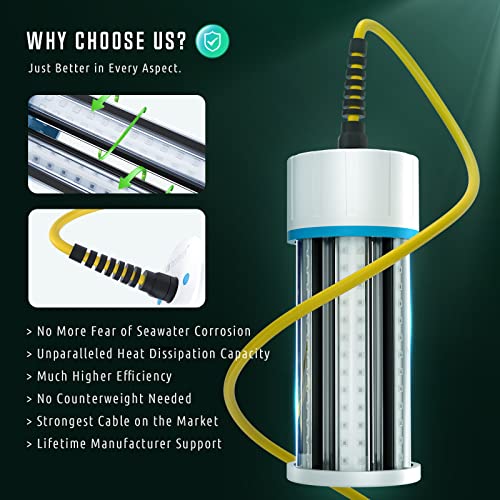 Underwater Fishing Light - Super Bright LED Fish Attractant Lamp for Boat & Docking