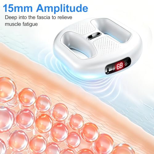 White Fascia Ring Massager with Belt, 6 Modes, 99 Vibration Levels, Deep Tissue Therapy