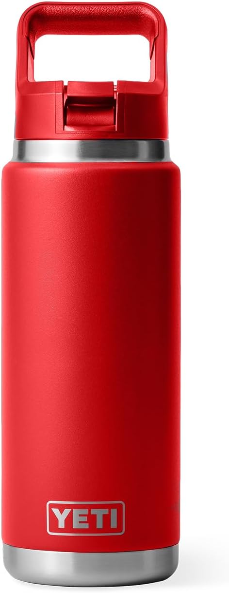 YETI Rambler 26 oz Bottle, Vacuum Insulated, Stainless Steel with Color Matching Straw Cap