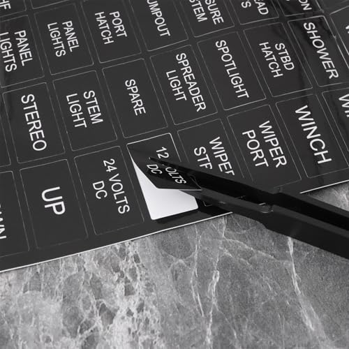 Marine Switch Label Stickers Vinyl 96 Pack for Boat Panel, 1.3x2.5cm