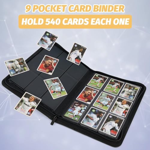 Blue Trading Card Binder with 540 Side Loading Pockets - 9 Pocket Album for Collectibles