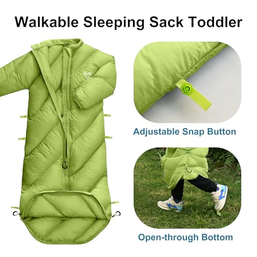 AZITREK Garnish Green Toddler Sleeping Bag for Kids 2T-4T - Puffy, Waterproof, Machine Washable
