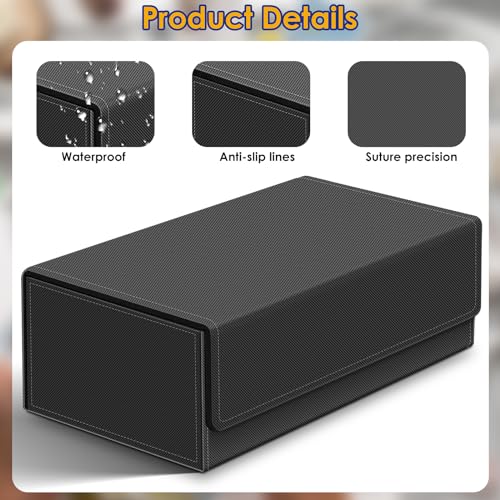 1200+ Card Deck Case Black Leather Magnetic Storage for Trading Cards