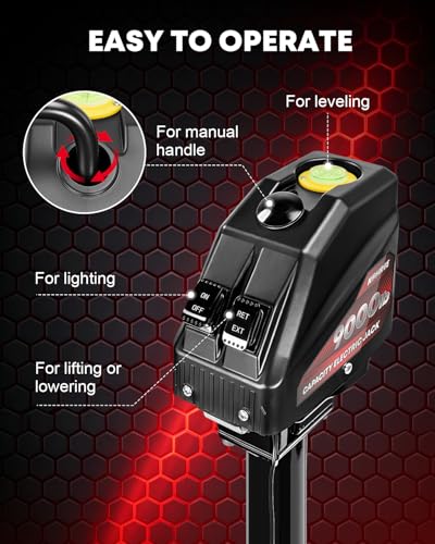 Electric Trailer Jack 9000 lbs A-Frame with Built-in Level & Wiring - Kohree